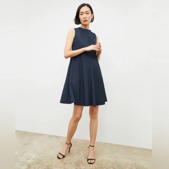 MM Lafleur The Malala Dress‎ Recycled WonderTex in Midnight Navy Size 10 Work - Picture 1 of 8